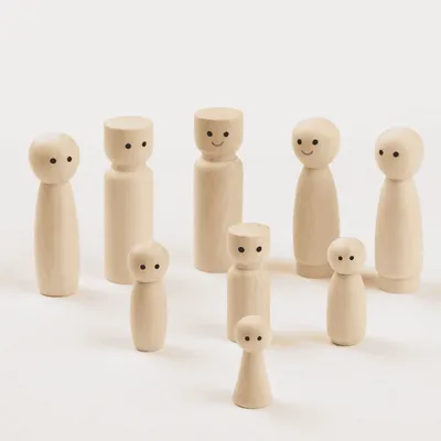 Natural Wooden Peg Dolls for Kids Painting and DIY Craft - 1