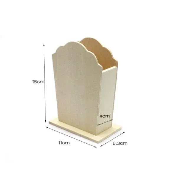 Wooden Fan-shaped Pen Holder Blank for Kids DIY Painting and Clay Craft - Image 6