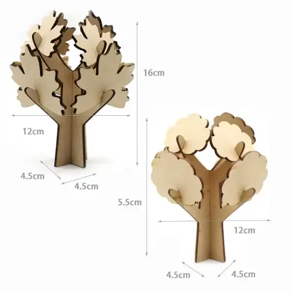 Children DIY Wooden Graffiti Tree – Maple Leaf & Round Leaf MDF Craft Kit - Image 3