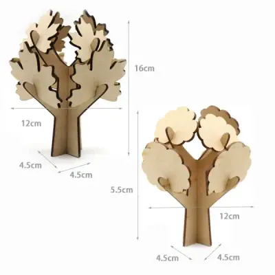 Children DIY Wooden Graffiti Tree – Maple Leaf & Round Leaf MDF Craft Kit - 3