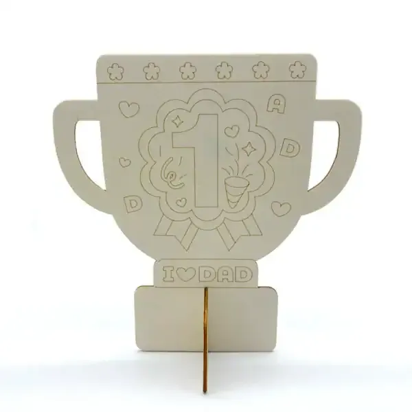 Father’s Day DIY Wooden Trophy Gift for Kids Handmade Painting Craft - Image 2