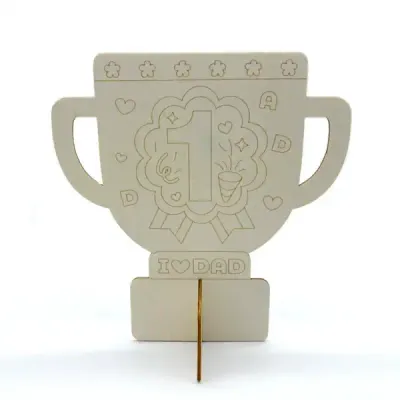 Father’s Day DIY Wooden Trophy Gift for Kids Handmade Painting Craft - 2