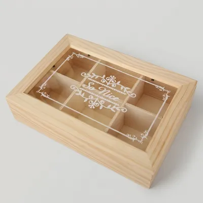 Bespoke 6 Compartment Wooden Storage Box with Acrylic Lid - 2