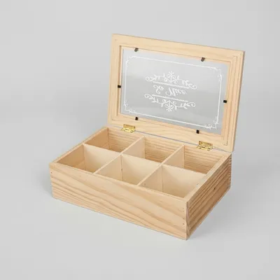 Bespoke 6 Compartment Wooden Storage Box with Acrylic Lid - 4