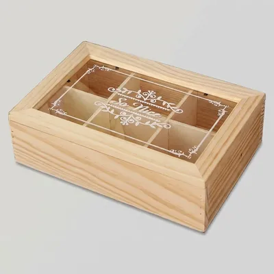 Bespoke 6 Compartment Wooden Storage Box with Acrylic Lid - 1