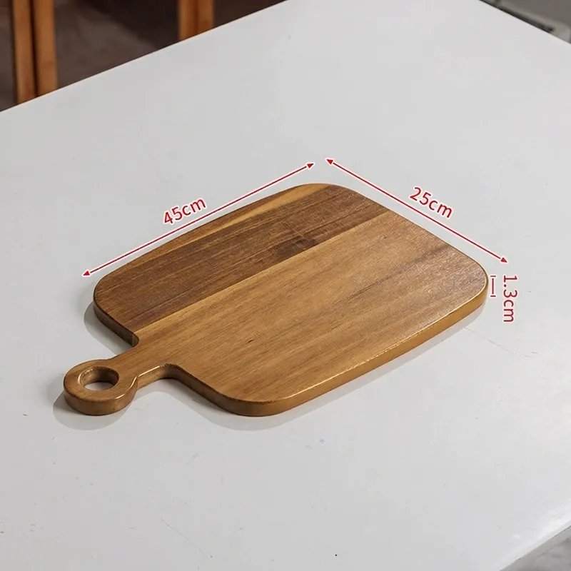 Flat wooden steak board with dimensions forty-five by twenty-five centimeters