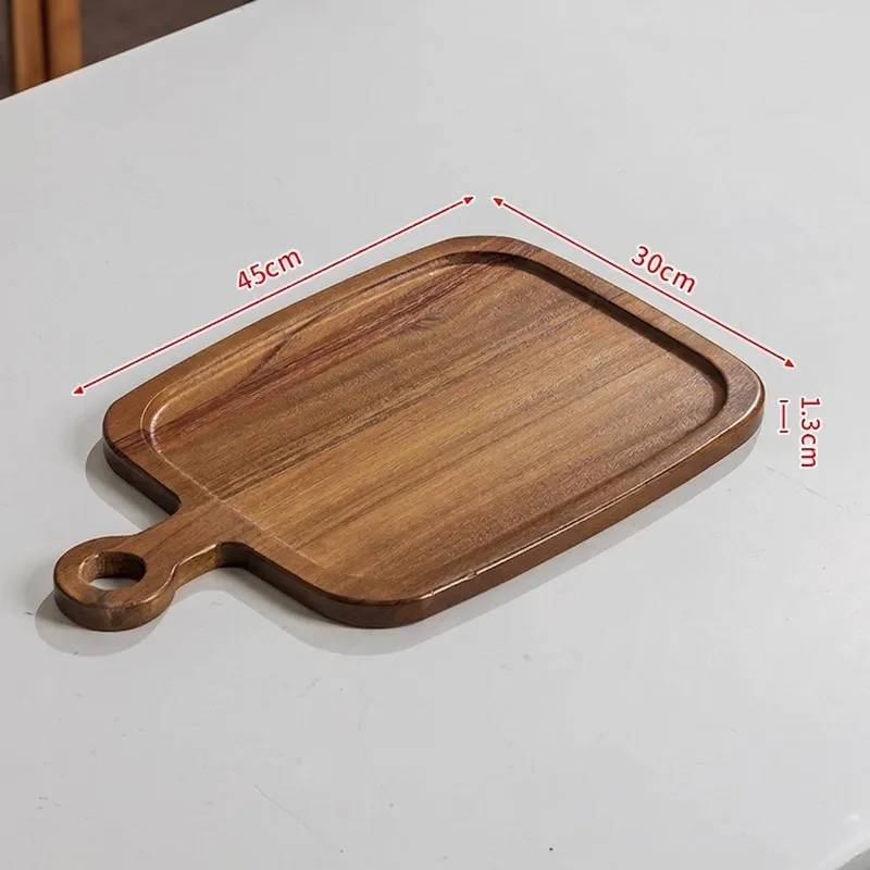 Recessed wooden steak plate measuring forty-five by thirty centimeters