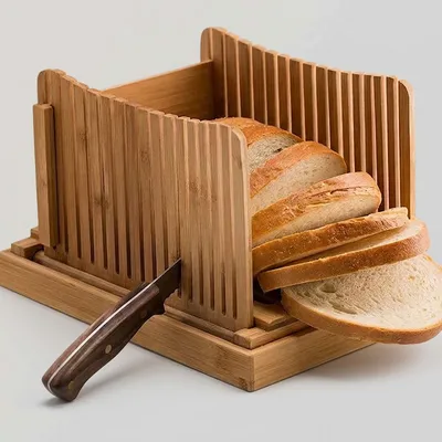 Wholesale Foldable Bamboo Bread Slicer with Crumb Tray | Custom Manufacturing
