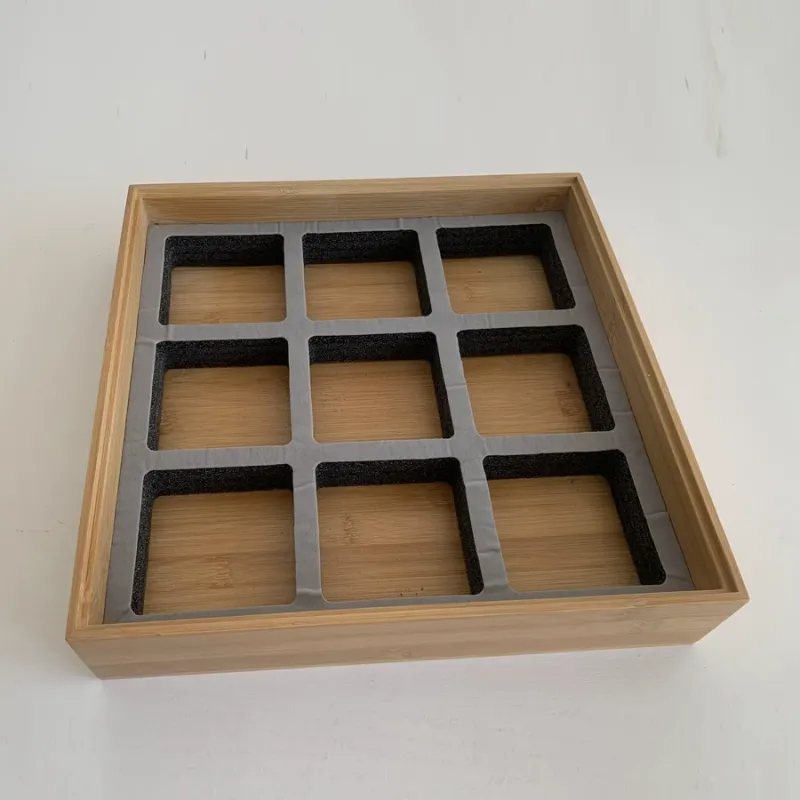 Bespoke Bamboo Gift Box with Fabric Lid and Dividers - Image 3