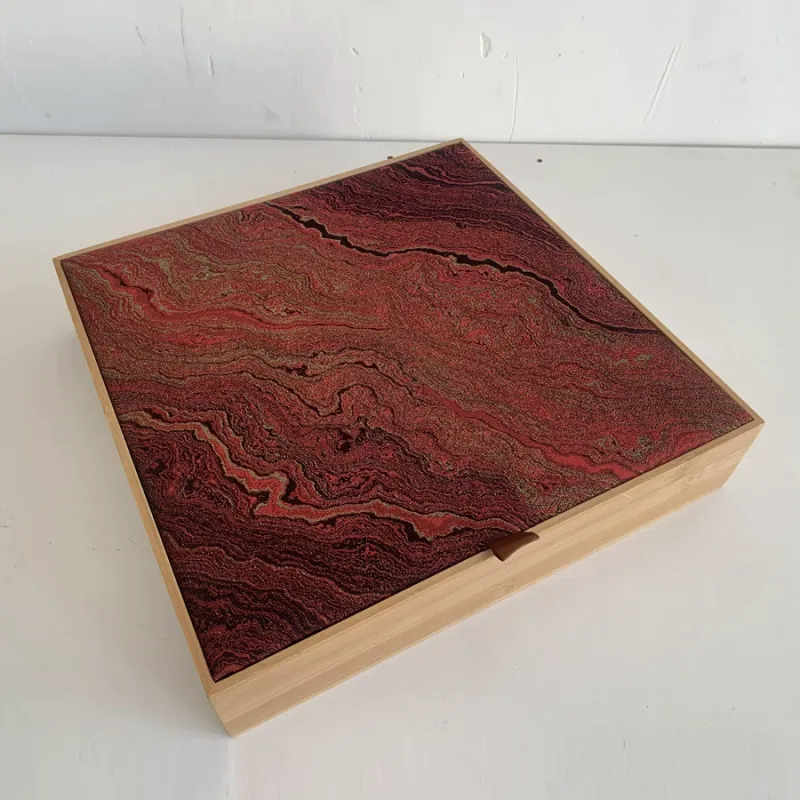 Bespoke Bamboo Gift Box with Fabric Lid and Dividers - Image 1