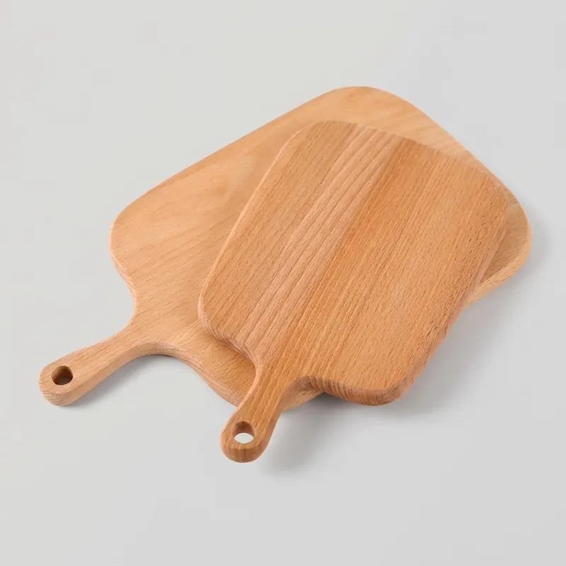 Two rectangular beech wood paddle boards stacked on a light background