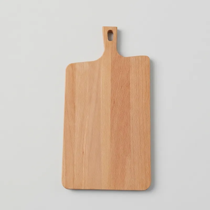 Wide rectangular beech wood board showing straight grain and handle