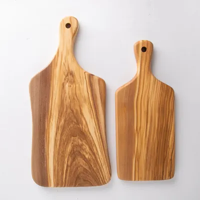 Wholesale Irregular Olive Wood Cutting Board with Handle | Custom Manufacturer