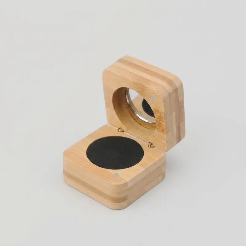 Custom Natural Bamboo Jewelry Box with Mirror - Image 2