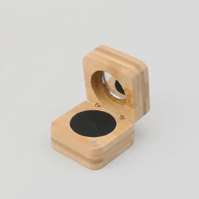 Custom Natural Bamboo Jewelry Box with Mirror - 2