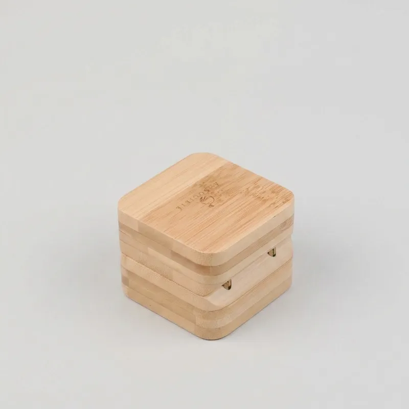 Custom Natural Bamboo Jewelry Box with Mirror - Image 1