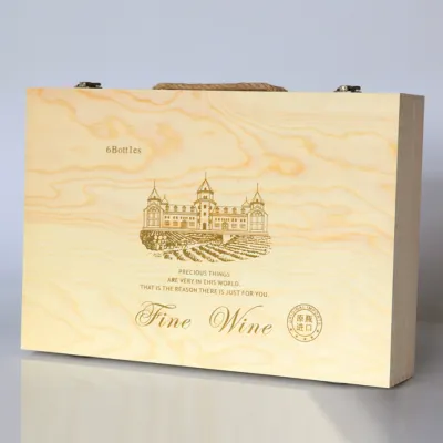 Custom Six Bottle Wooden Wine Case - Multiple Styles - 13