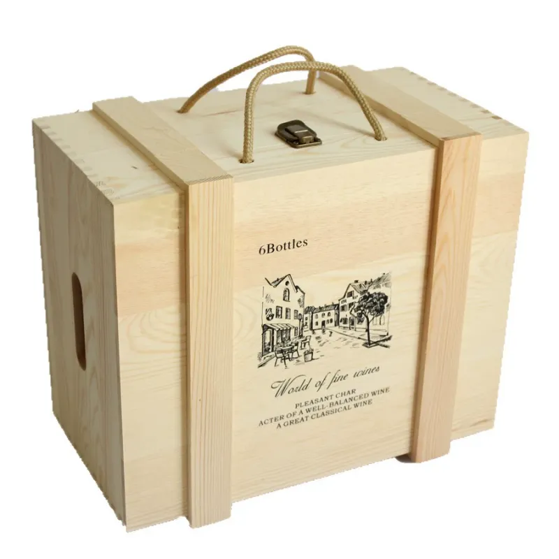 Custom Six Bottle Wooden Wine Case - Multiple Styles - Image 4
