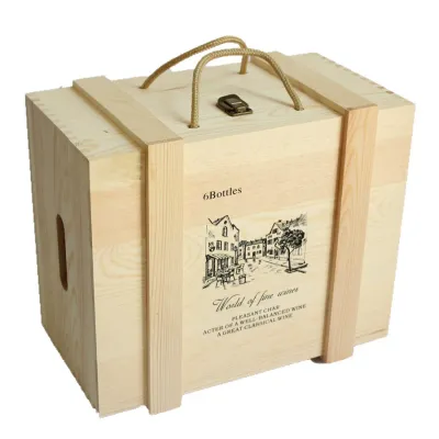 Custom Six Bottle Wooden Wine Case - Multiple Styles - 4
