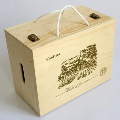 Custom Six Bottle Wooden Wine Case - Multiple Styles - 5