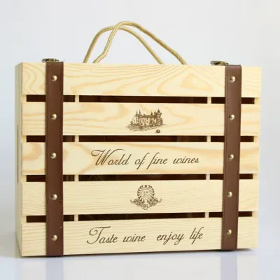 Custom Six Bottle Wooden Wine Case - Multiple Styles - 6