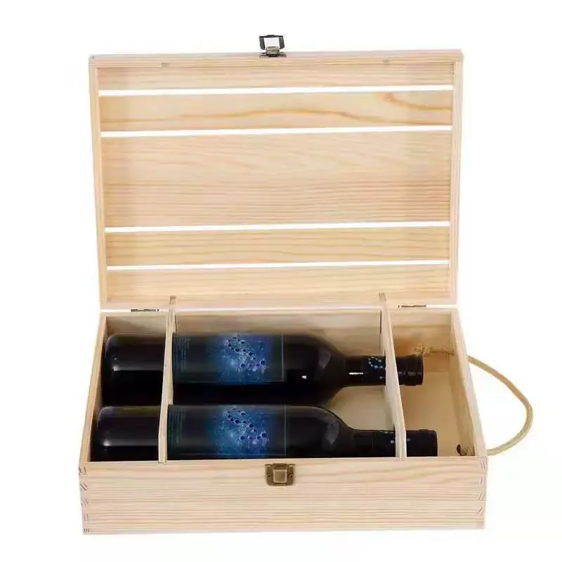 Custom Slatted Double Bottle Wooden Wine Box - Image 2