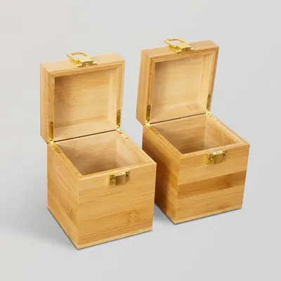 Custom Small Square Bamboo Box with Latch - 2