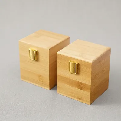 Custom Small Square Bamboo Box with Latch - 1