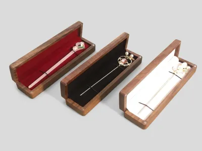 Custom Solid Walnut Long Necklace Gift Box - 4