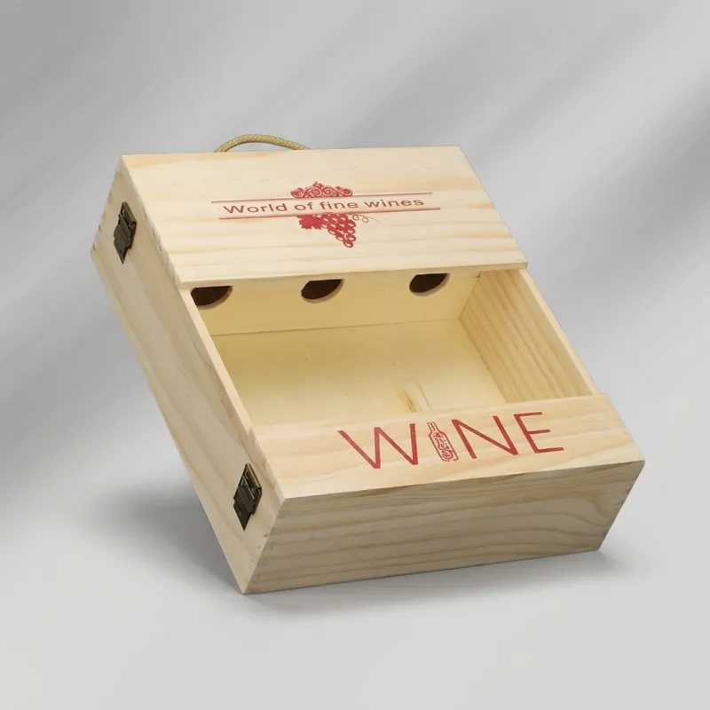 Wholesale Three Bottle Pine Wooden Wine Box - Image 3
