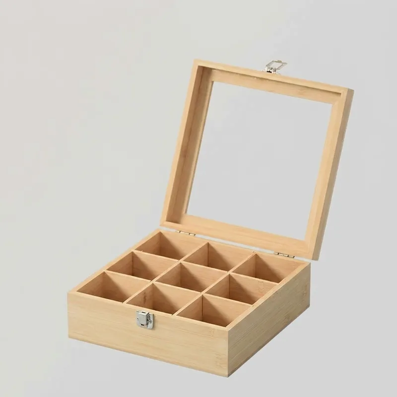 Custom Wooden Tea Box with Clear Acrylic Lid - Image 3