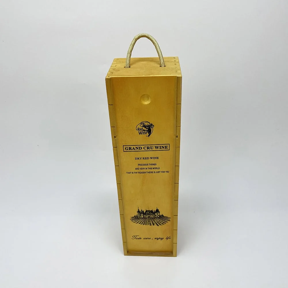 Wholesale Paulownia Wooden Wine Box with Stain Finish and Rope Handle | Bulk Supplier