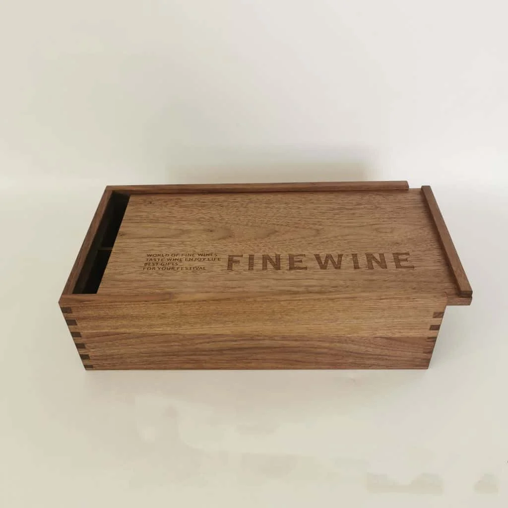 Walnut Wood Wine Box with Mortise and Tenon Structure