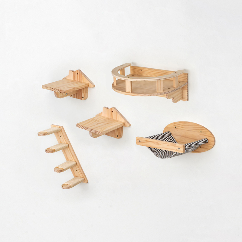 Wall mounted Natural Pine Cat Wall Shelves