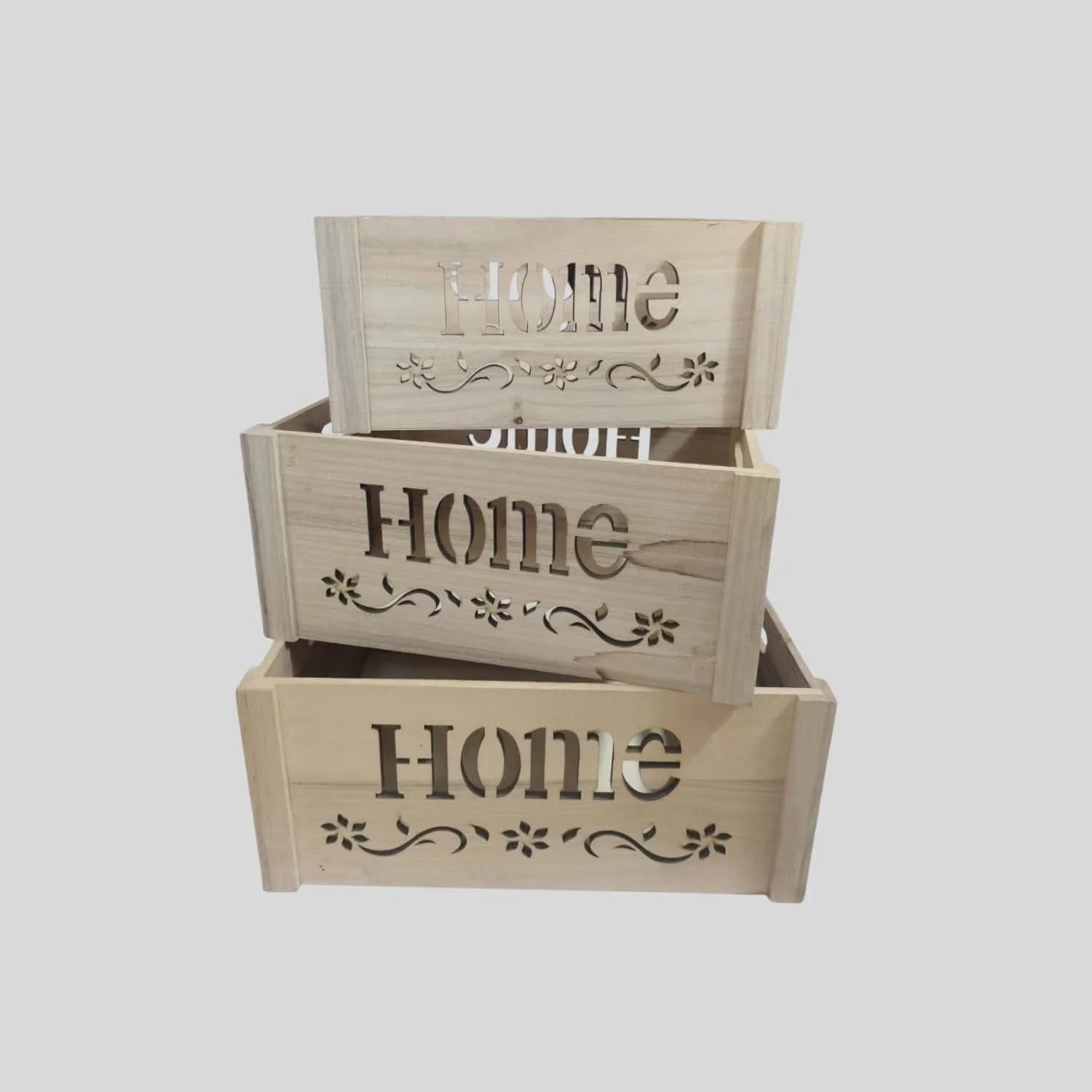 Natural Cutout Storage Crates