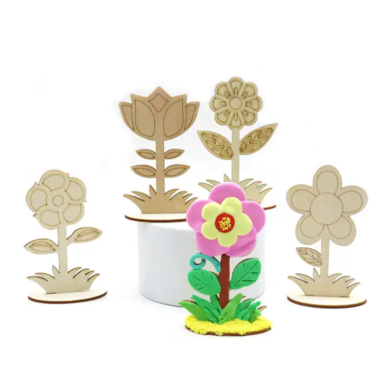 Wooden Flower Ornaments DIY Hand Painted Kids Craft Set