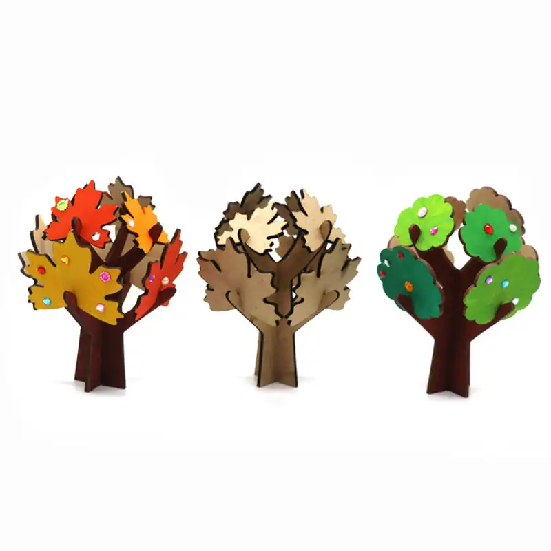 Children DIY Wooden Graffiti Tree – Maple Leaf & Round Leaf MDF Craft Kit