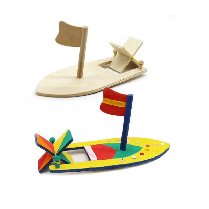Wooden Sailboat Model DIY Painting Kit for Kids – Blank Wooden Boat Craft Set