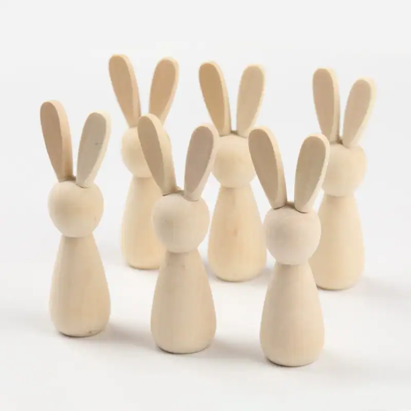 Easter Bunny DIY Wooden Painting Toys for Kids – Natural Wood Rabbit Figurines