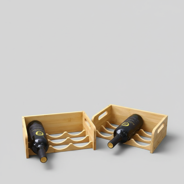 Luxury Bamboo Wine Rack and Stemware Holder - Multi-Layer, Stackable ...