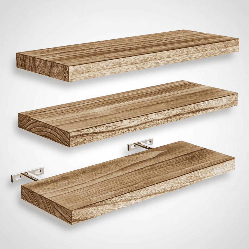 Home Wall Storage Wood Shelf Wall-Mounted Item Organizer Wood Display Shelf