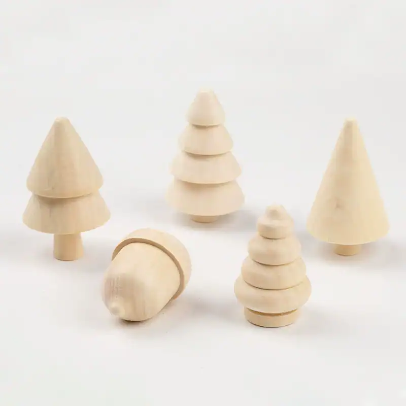 Natural Wood Christmas Tree DIY Painting Toy Set – Wooden Acorn and Tree Decorations for Kids, Bulk Wholesale