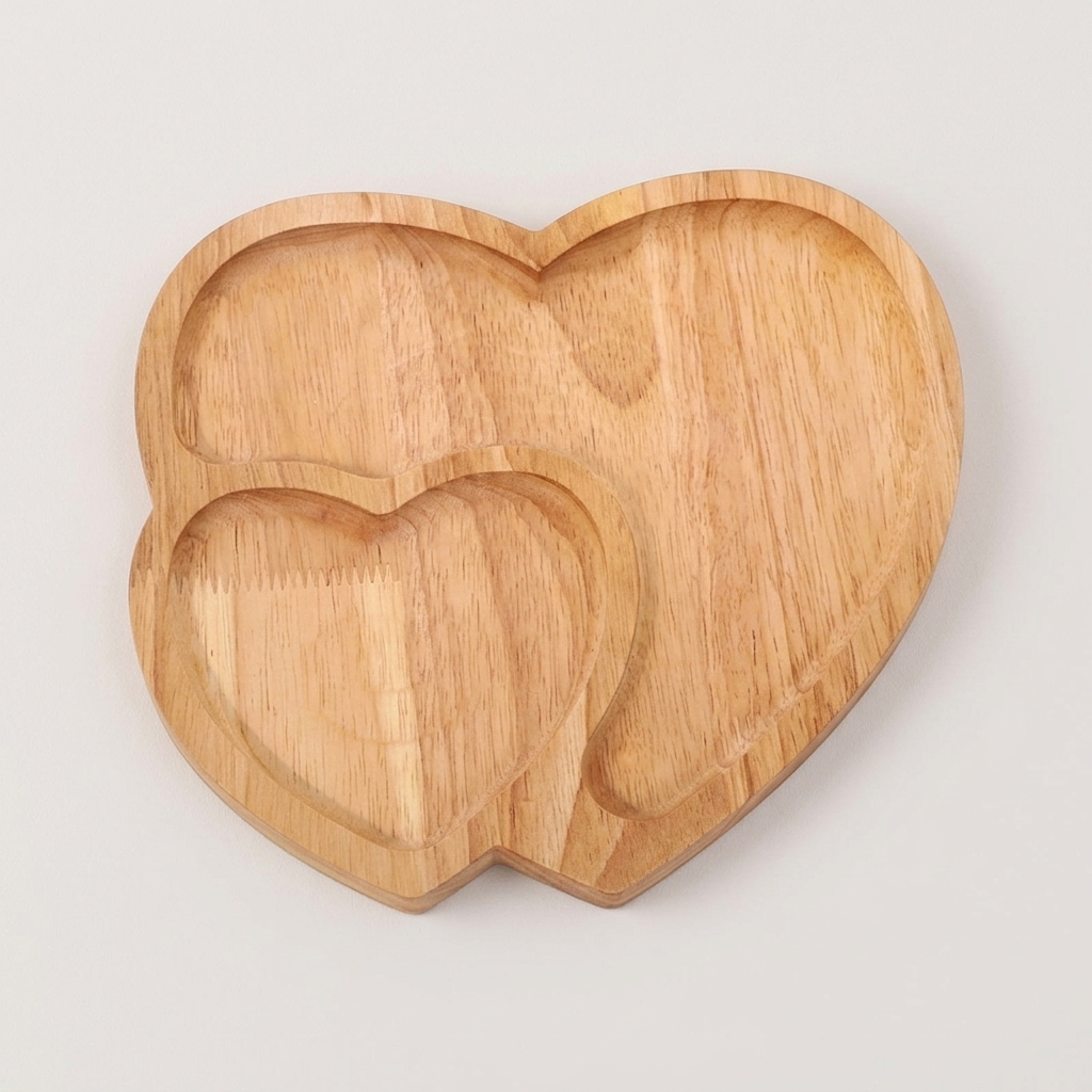 Wholesale Heart Shaped Rubberwood Serving Tray | Custom Manufacturing
