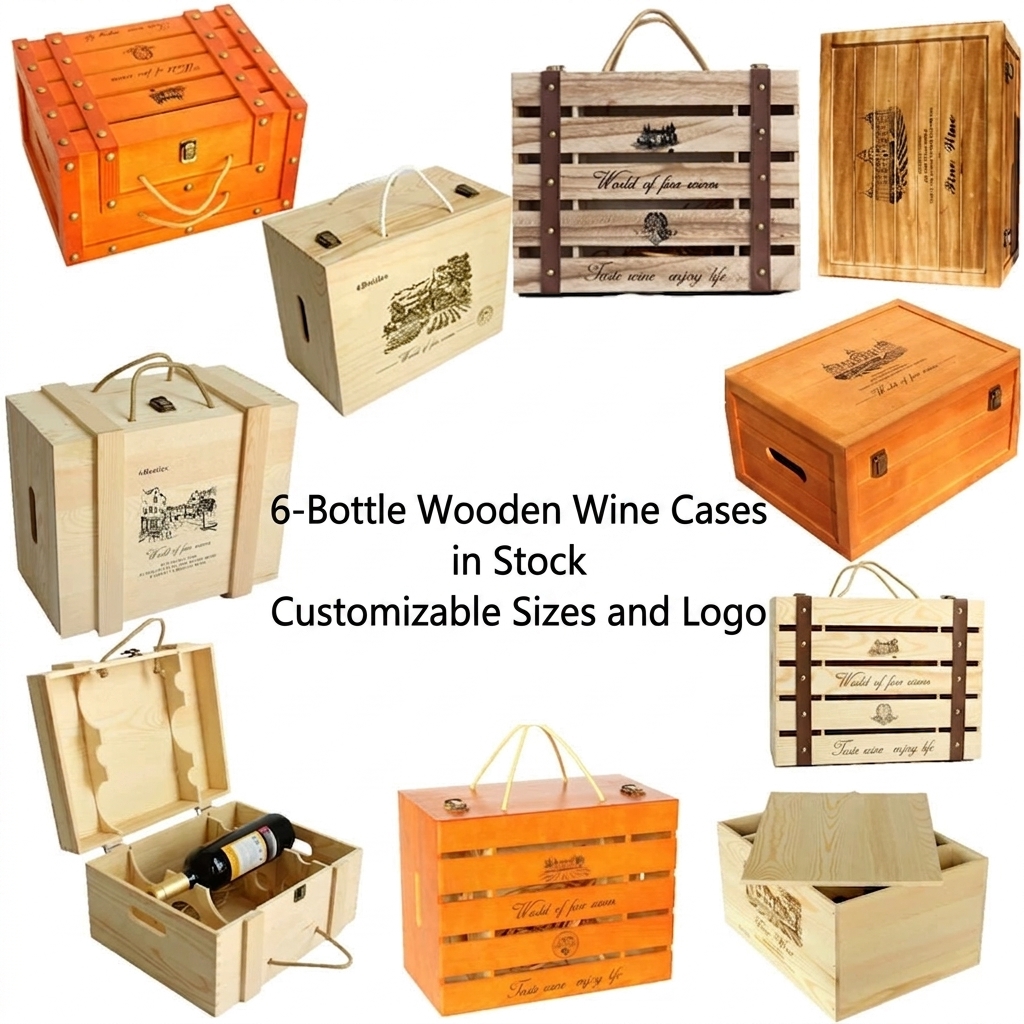 Custom Six Bottle Wooden Wine Case - Multiple Styles | OEM Manufacturer