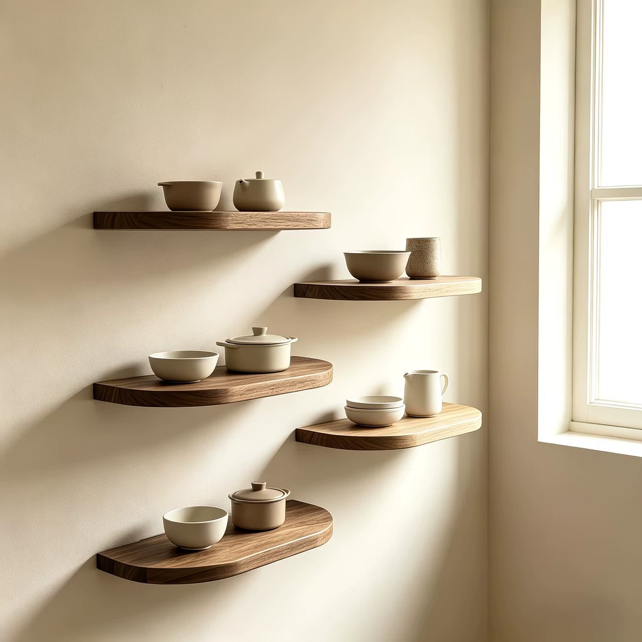 Wholesale Semi-Circular Solid Wood Floating Shelf | Custom Manufacturing