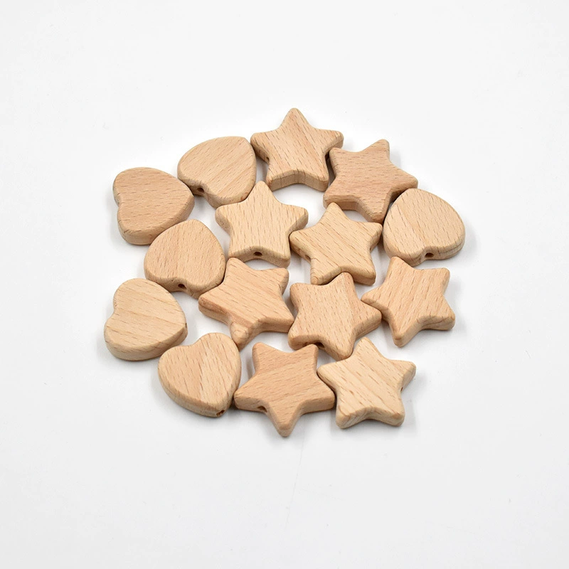 Wholesale Unfinished Beech Wood Heart and Star Shaped Beads | OEM Manufacturer